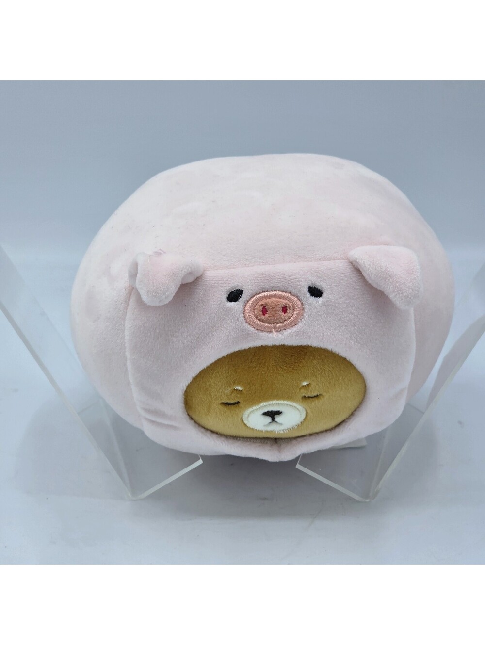 Miniso Life 4” Cube Plush Bear In Pig Costume Stuffed Animal